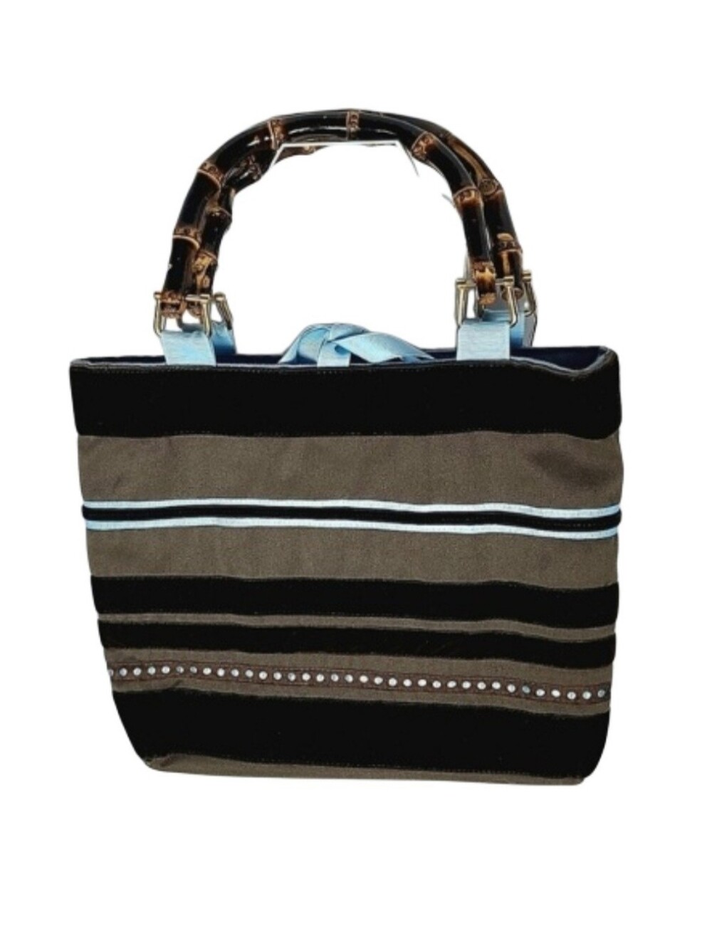 TWO CRAZY DAISIES Small Tote with Bamboo Handles